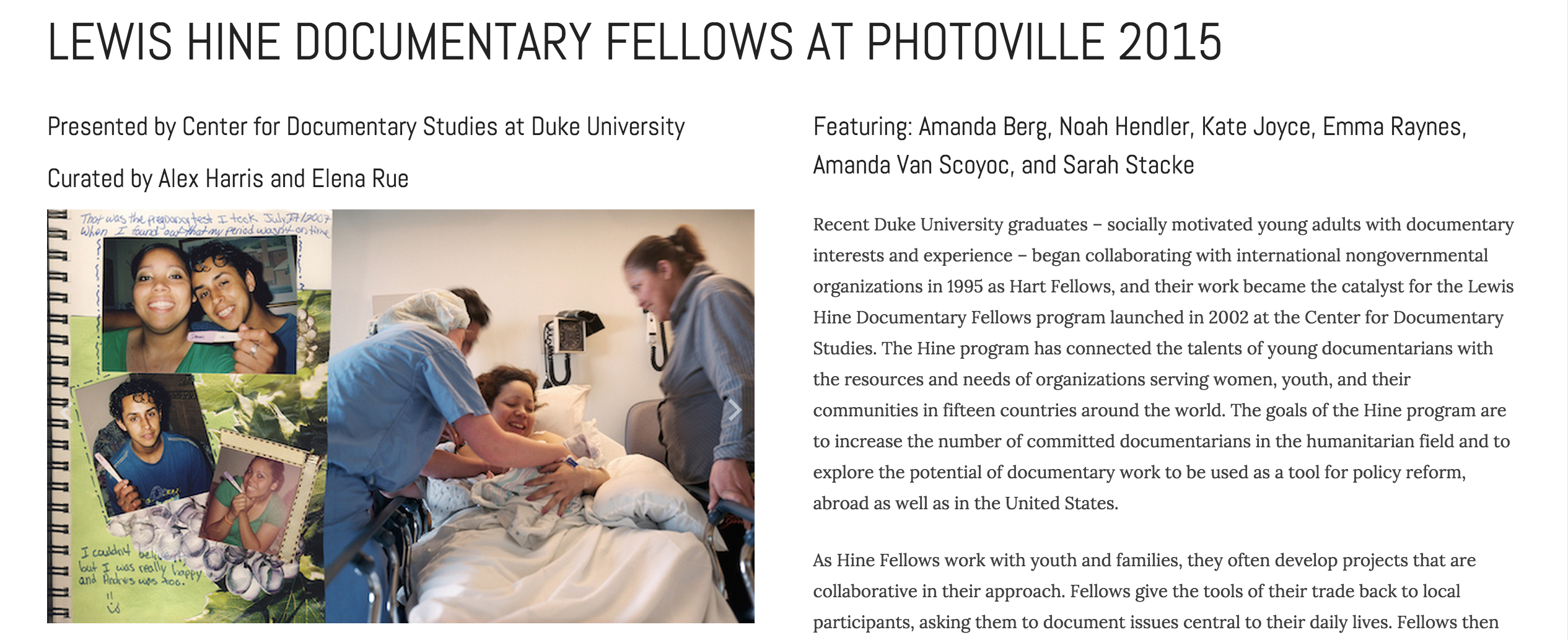 Hine Fellows Exhibit at Photoville 2015