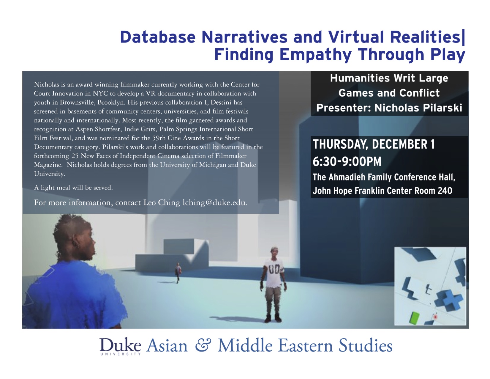 Nick Pilarski presents Hine Fellowship work at Duke